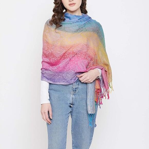 Fashion Women's Silk Scarf Luxury Satin Shawl Wraps - Purple - Picture 5 of 5